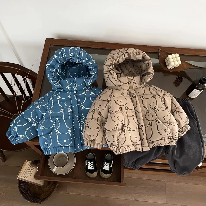

Baby Winter Cotton Paded Coats Korean Version Boys Cartoon Printing Thicken Warm Clothes Top Baby Winter Versatile Down Jacket