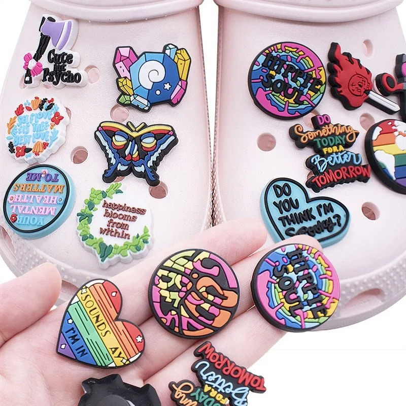 Wholesale 1pcs PVC Shoe Accessories for Crocs Charms Punk Skeleton Horror Badge Women Clogs Buckle Kids Pins Decoration Jeans