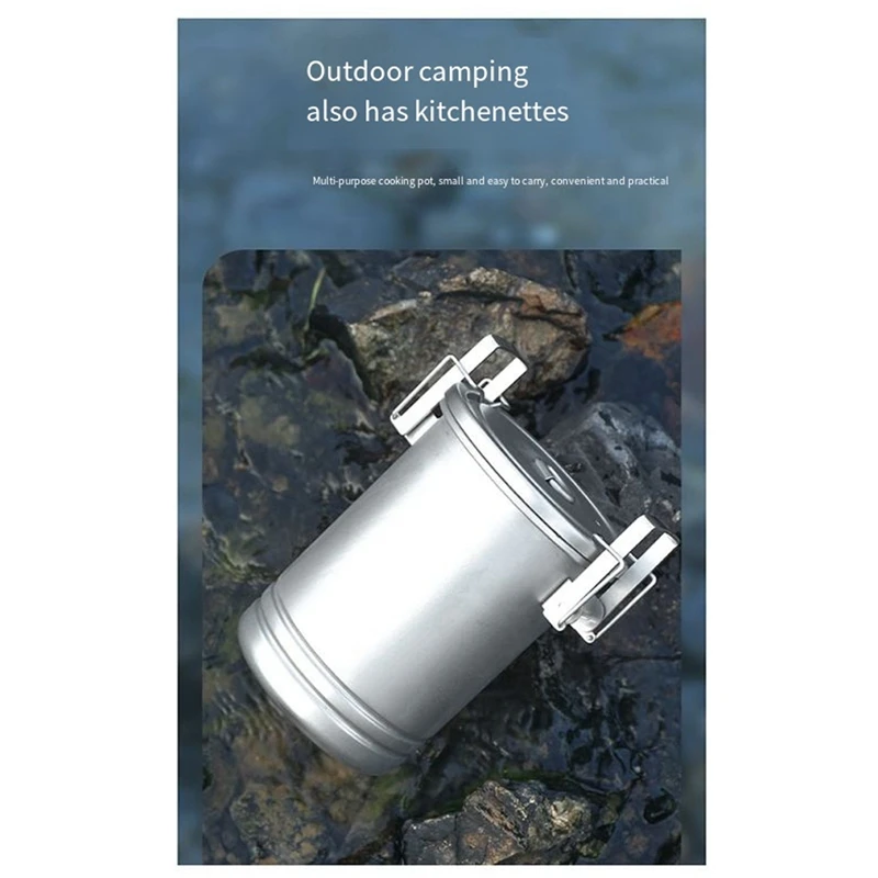 Camping Cooking Set Outdoor Portable Picnic Camping Pot Stainless Steel Pot Multifunctional Travel Camping Pan Accessory