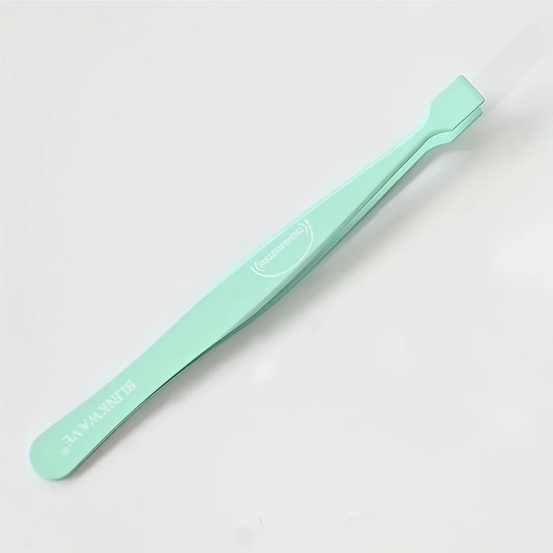 精密下まつげアプリケーター 初心者用まつげピンセット フラットワイドチップ付き プレミアムステンレススチール製まつげアプリケーター 滑り止め