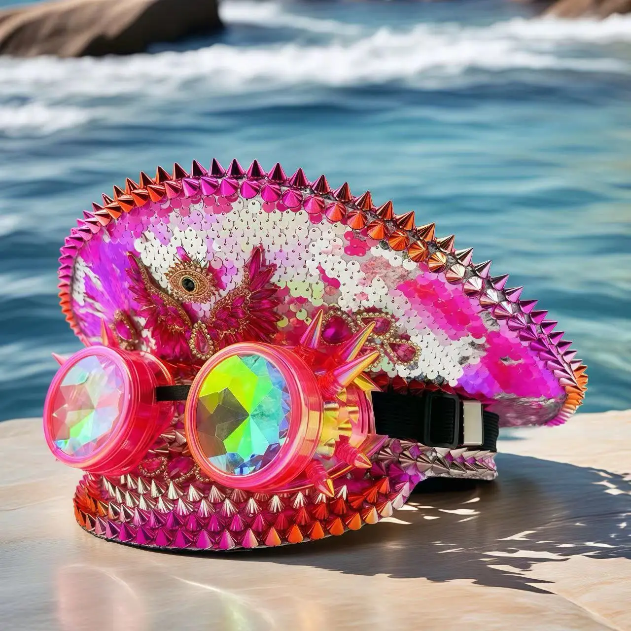 

HongLuan розовая шляпа капитана в стиле стимпанк со стразами и очками для фестиваля Burning Man, женские военные аксессуары и кепка для мужчин