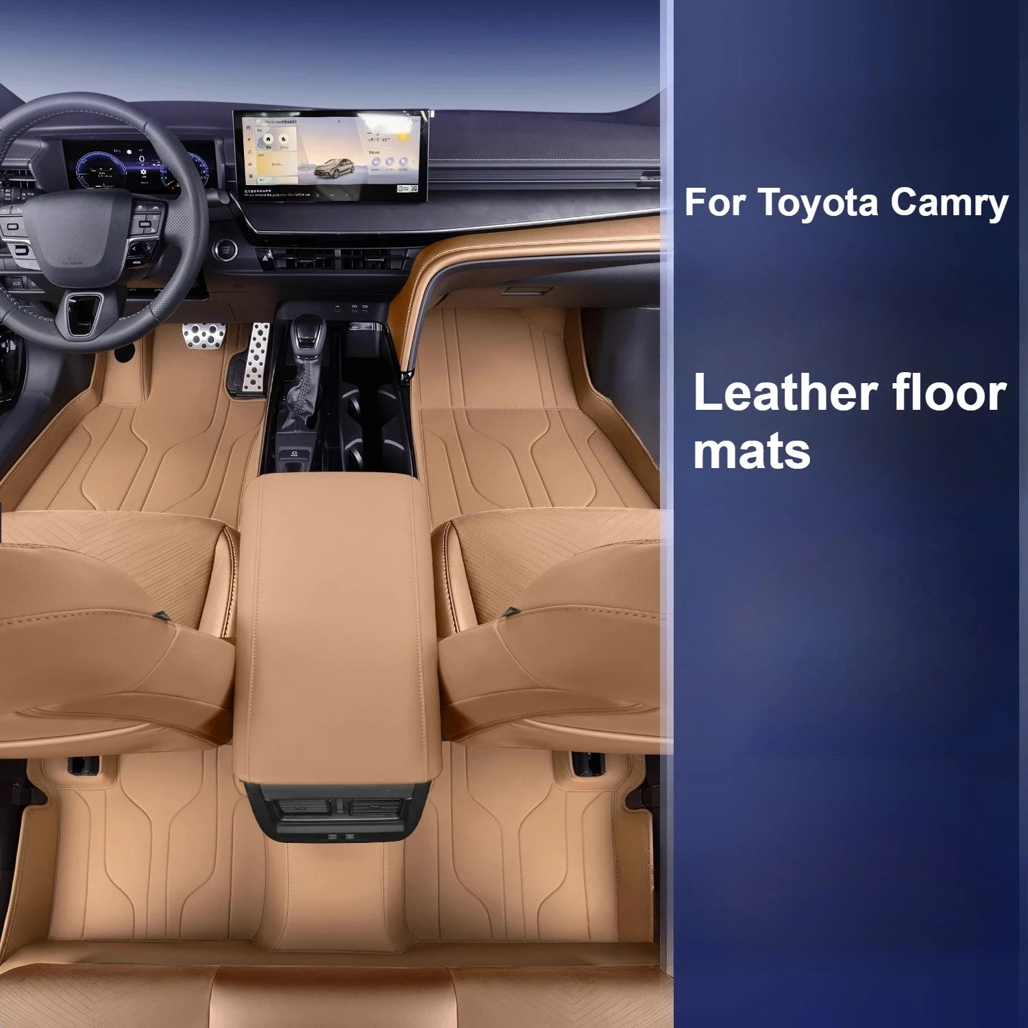 For Toyota 9th Generation Camry 2024 Full-Coverage Leather Floor Mats Wear-Resistant and Dirt-Resistant Modification Accessories
