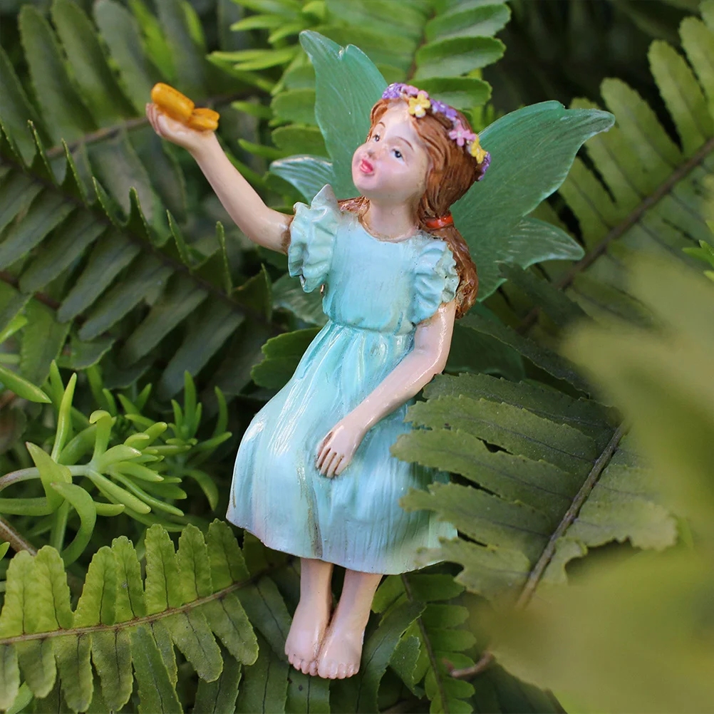 

Garden Miniature Fairy Stake Resin Flower Pot Decor Outdoor Micro Landscape Glow in Dark Fairy Adornment Tiny Fairies