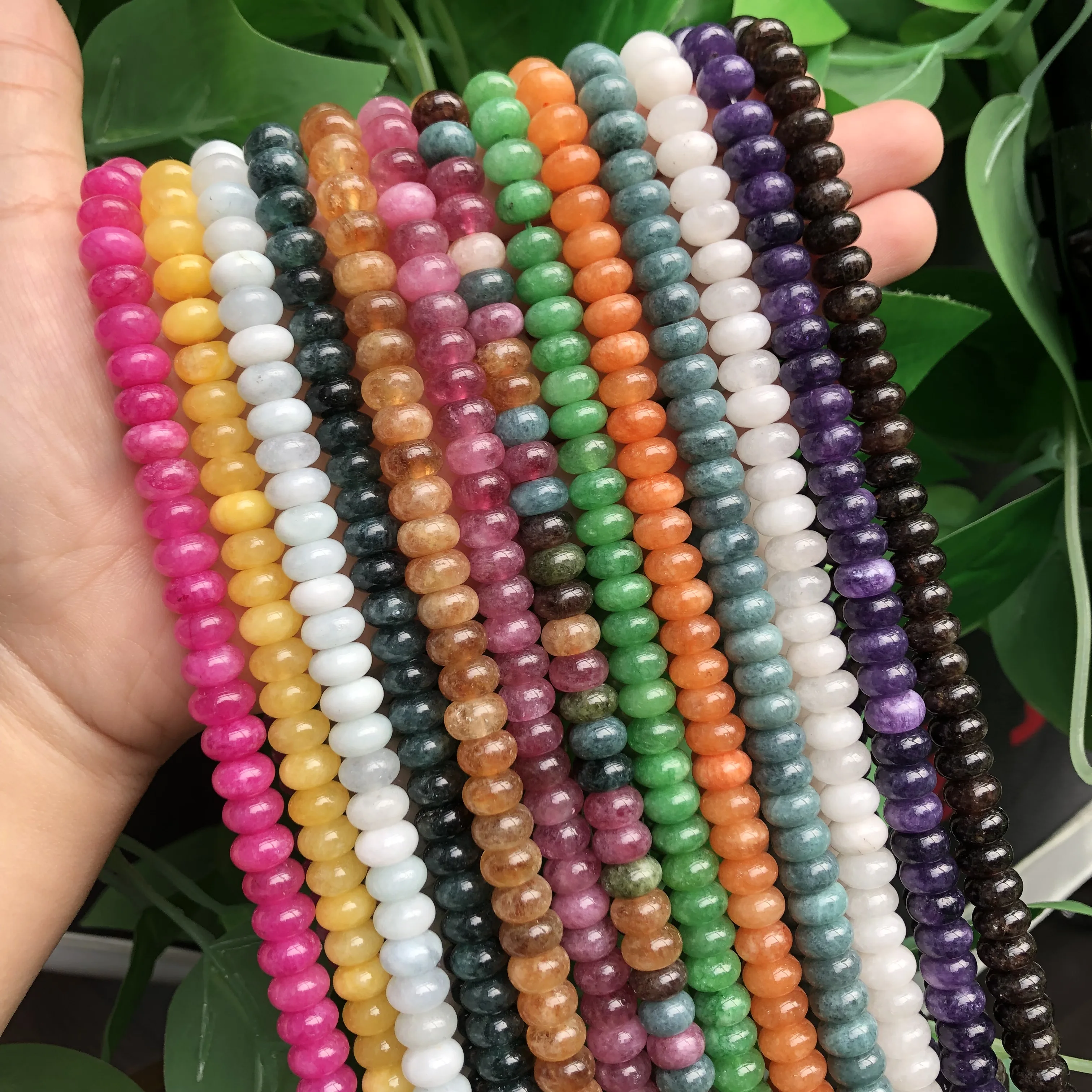 5x8mm Naturstein-Rondellperlen aus Turmalin, Citrin, Angelit, Tigerauge, Abakus-Quarz, Lose Perlen für DIY-Armbandherstellung – Detail 4