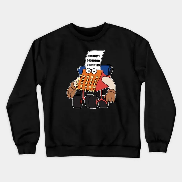 

Autumn and Winter Tech - Inspired Cartoon Cotton Crew Neck Sweatshirt This Creative Design Features A Quirky Cartoon Character