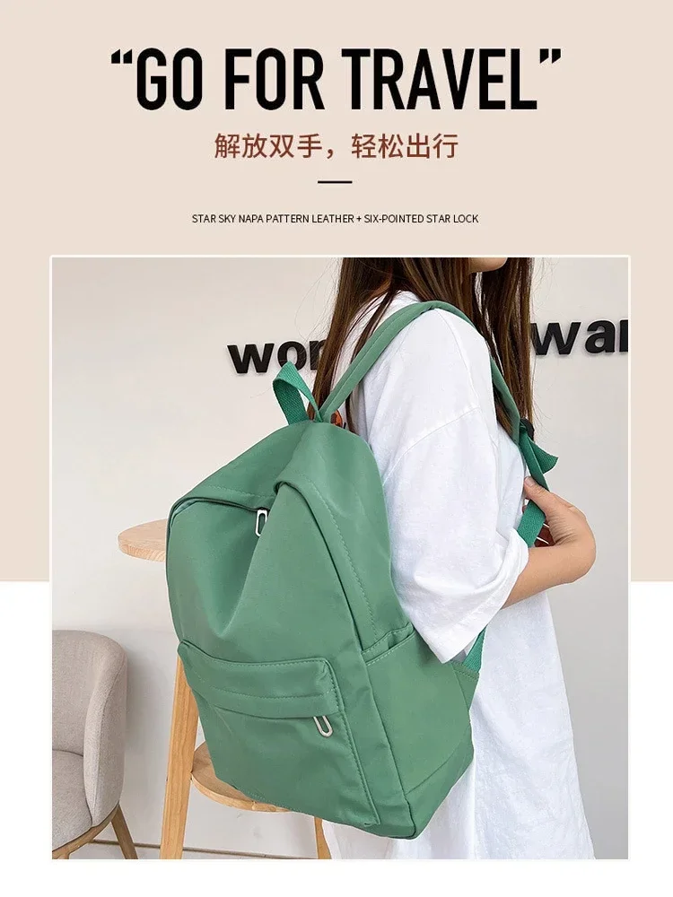 Alta qualidade nova à prova dwaterproof água náilon mochila feminina saco de viagem mochilas para meninas adolescentes cor sólida bookbag