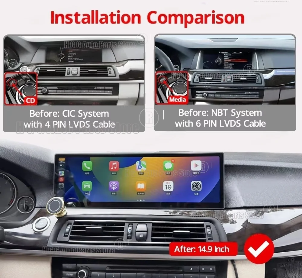 14.9inch 2560*720 For BMW 5 Series F10 F18 GT F07 2010-2017 CIC NBT Carplay Car Video Players Multimedia Screen Stereo GPS Navi