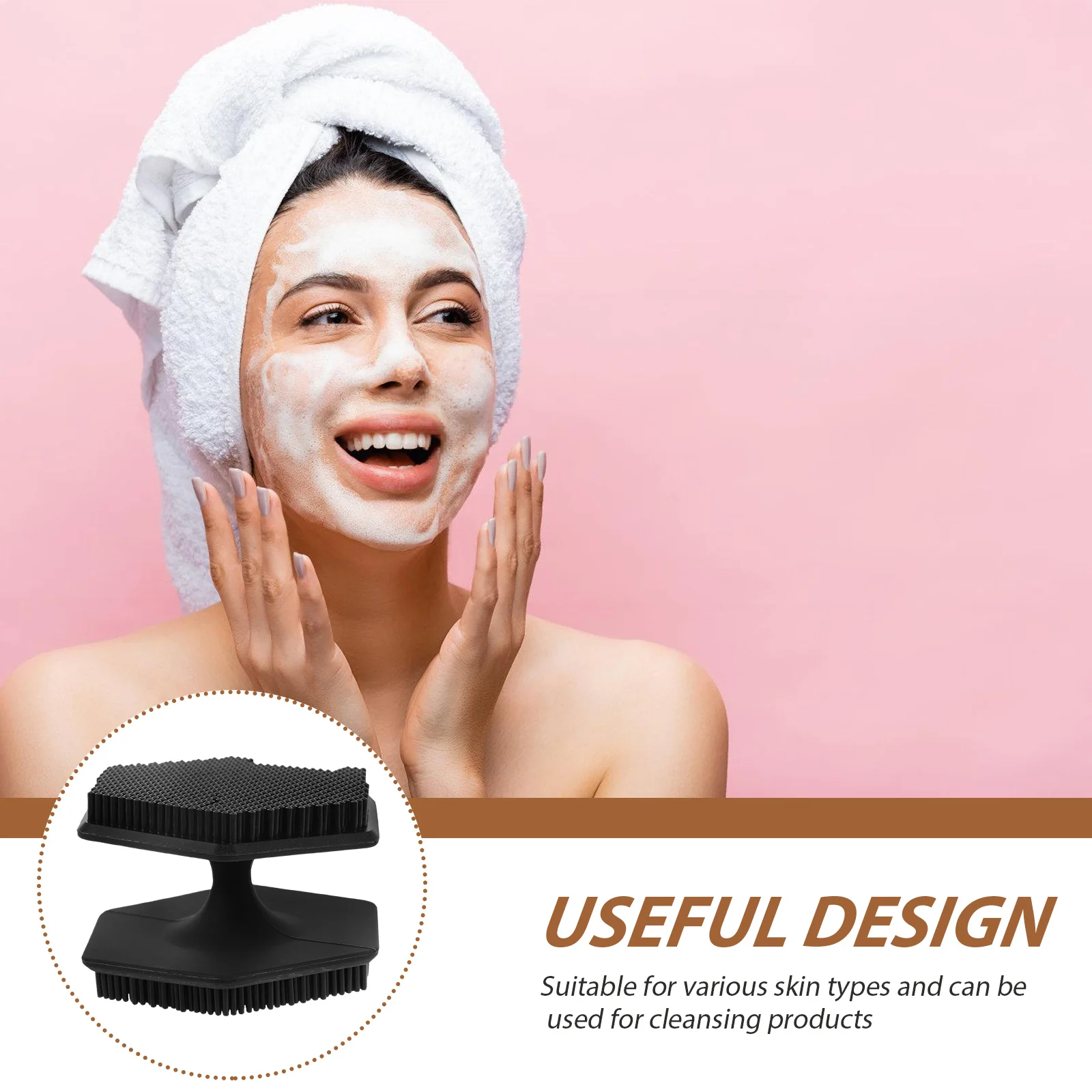 Cepillo Facial de doble cabeza, limpieza Manual de silicona, cerdas cortas, exfoliante, lavadora Facial para todo tipo de piel