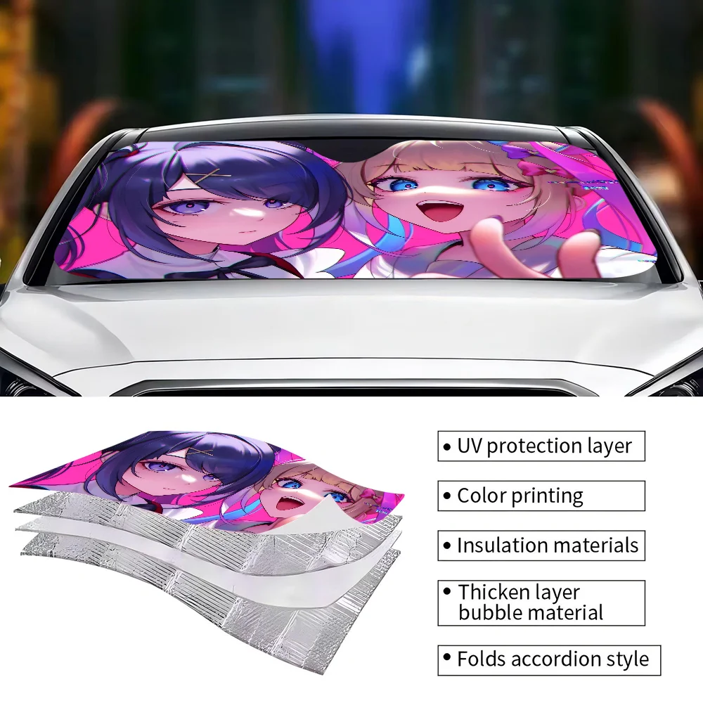 N-needy Girl O-overdose Gamer Foldable Front Windshield Sunshade 70x130cm Anime Cartoon Foils Car Sun Visor Sun Shade Protect