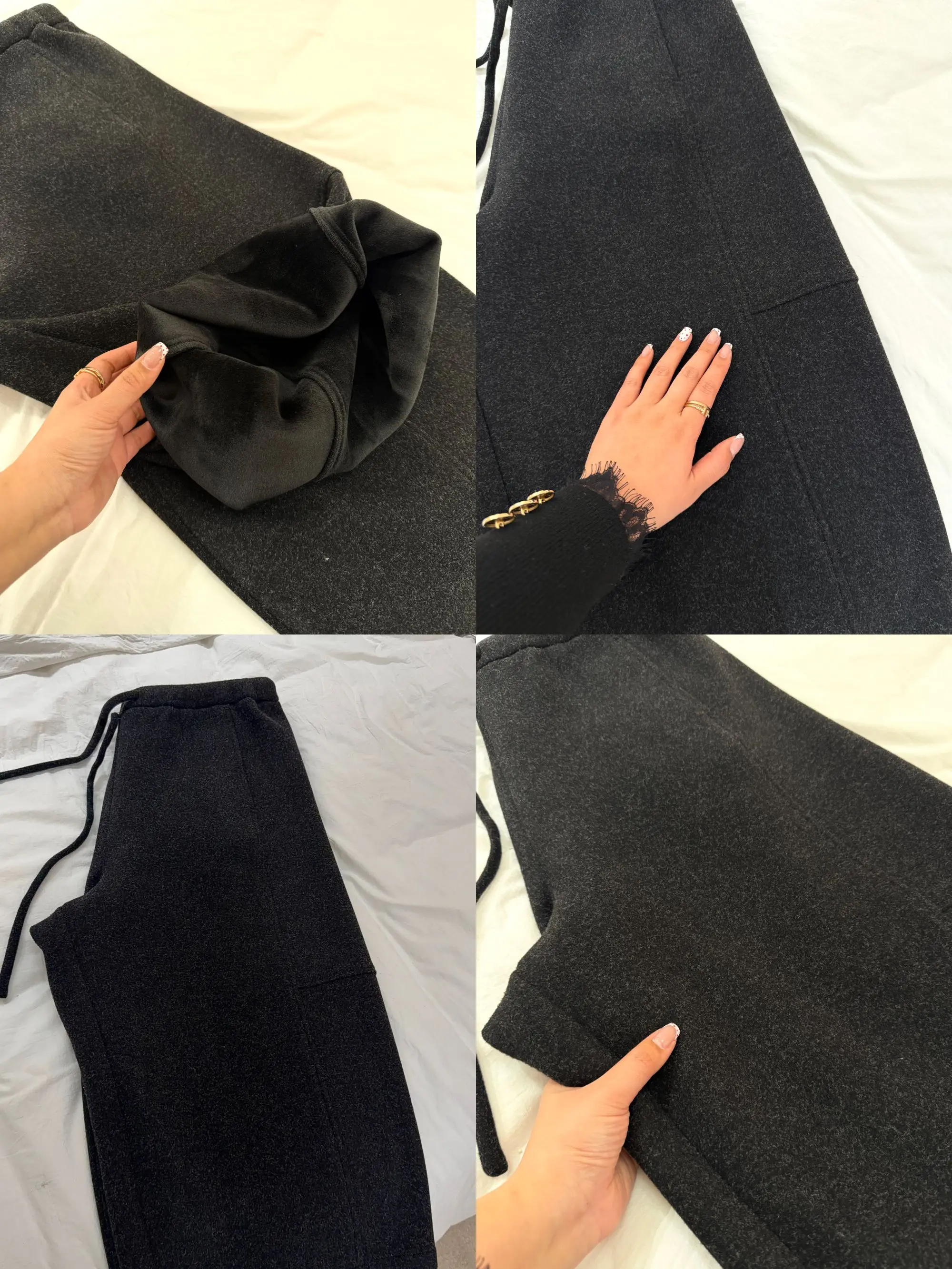 

NailooStudio Manhattan Loose A-Line Fce-Lined Bootcut Pants plus Size Comfortable Fit Polyester Blend Knitted Women's Trou...