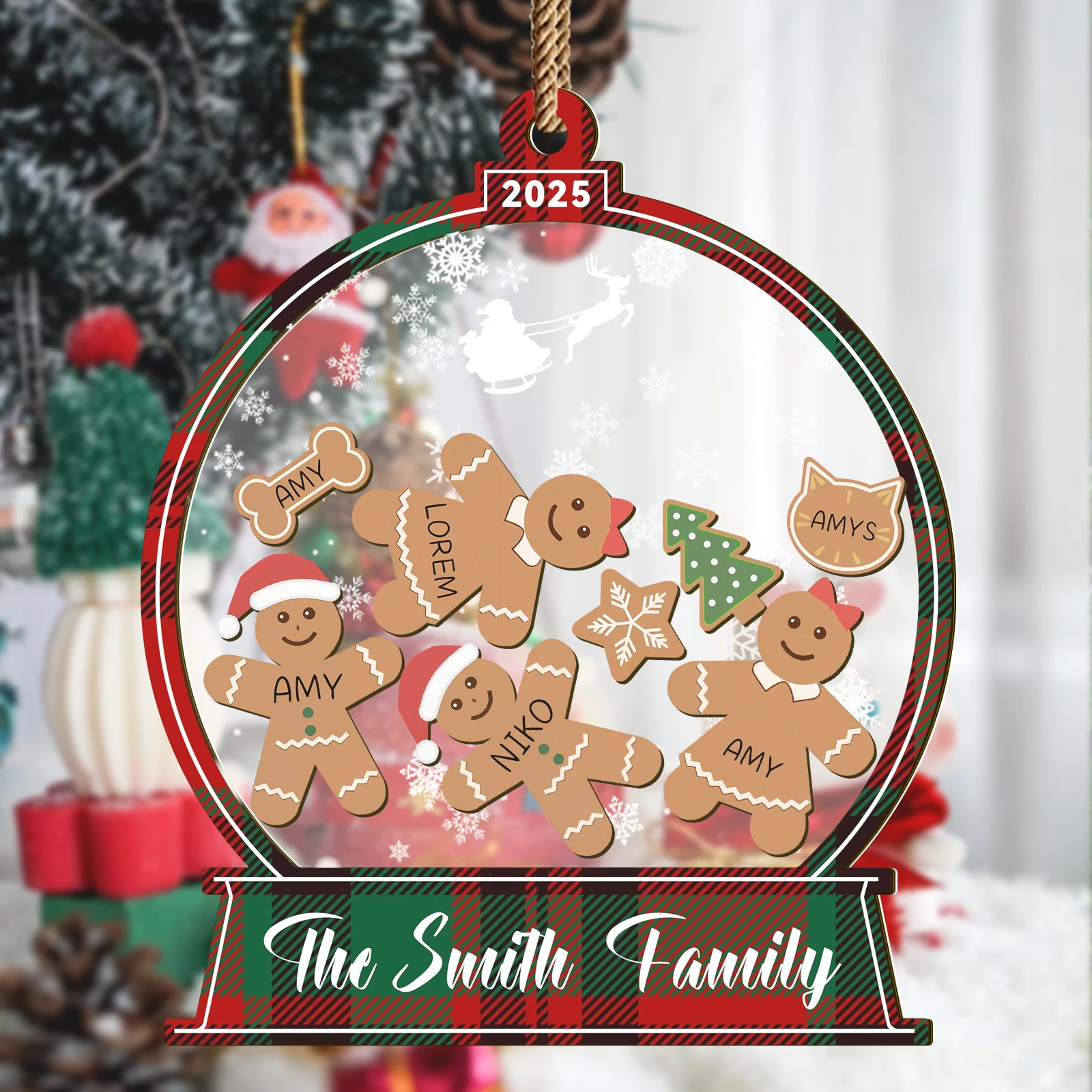 2025 Custom Christmas Ornament - Warm Family Gingerbread Decoration with Personalized Names, Perfect Christmas Gift
