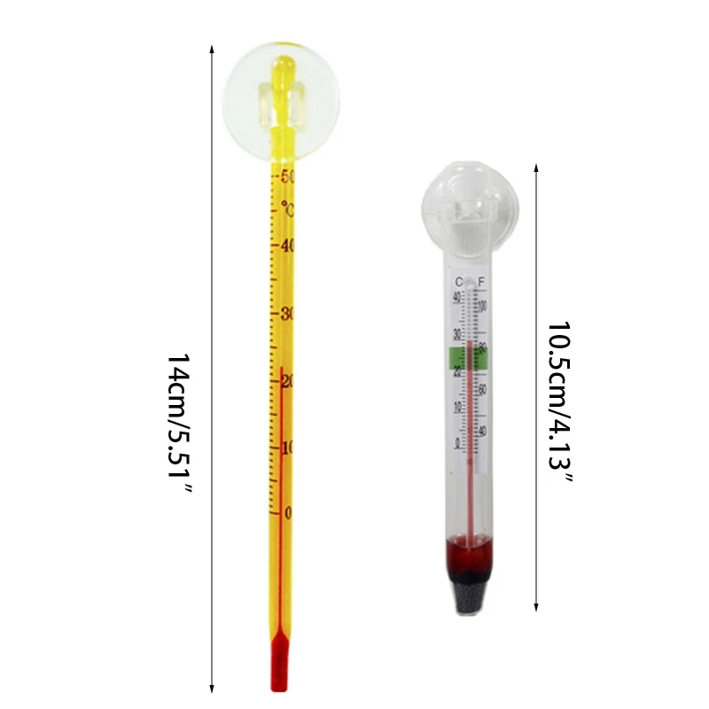 367D Thermometer with Suction Cup, Glass Tube Aquarium Fish Thermometer Temperature