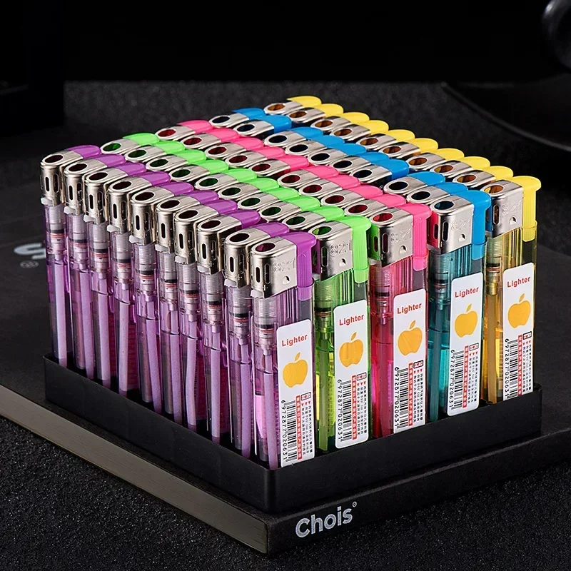 25PC Classic Transparent Electronic Open Flame Disposable Plastic Lighter Home Supermarket Store Wholesale Men Cigarette Lighter