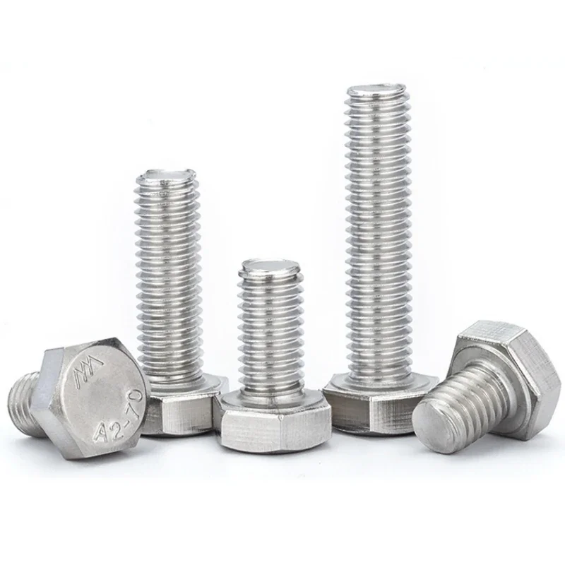 Tornillos de cabeza hexagonal externa de acero inoxidable 304 M1.6 M2 M2.5 M3 M4 M5 M6 pernos de cabeza hexagonal exterior completamente roscados
