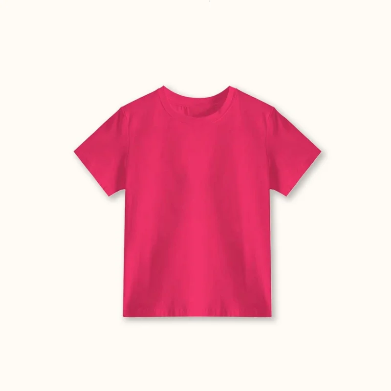 220g Round Neck Short Sleeve Shirts Girls T-shirt Cotton Slim Fit Base Women Top for Summer 2024