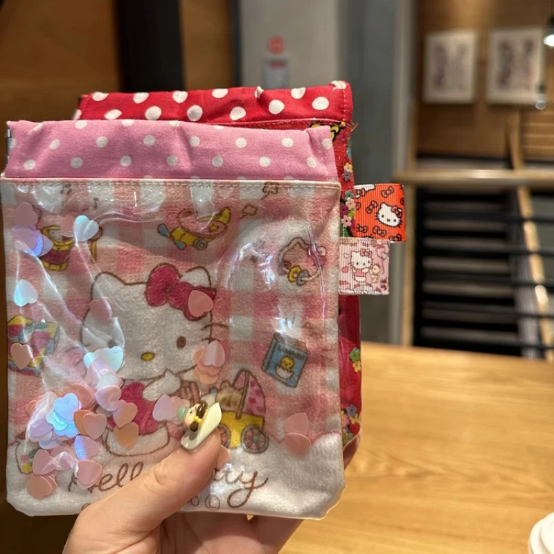 Kawaii مرحبا كيتي لطيف الكرتون القط بلدي ميلودي PVC حقيبة ماكياج محمولة مفتوحة تغيير سماعة حقيبة التخزين سيدة هدية عيد ميلاد