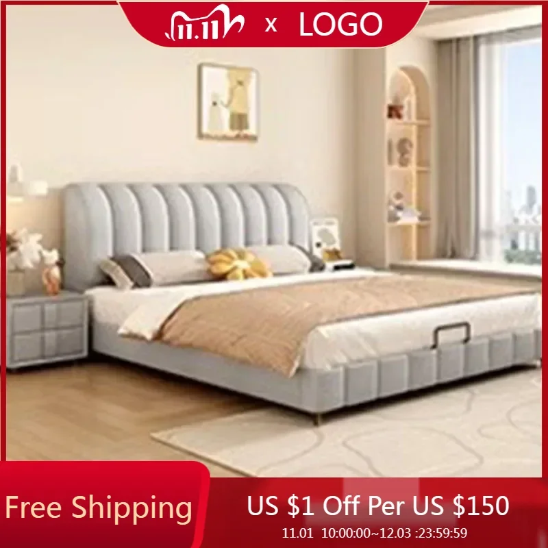 

Royal Luxury Bed Kids Double Wood King High End Headboard Frame Double Bed Modern Sleeping Cama Matrimonio Bedroom Furniture