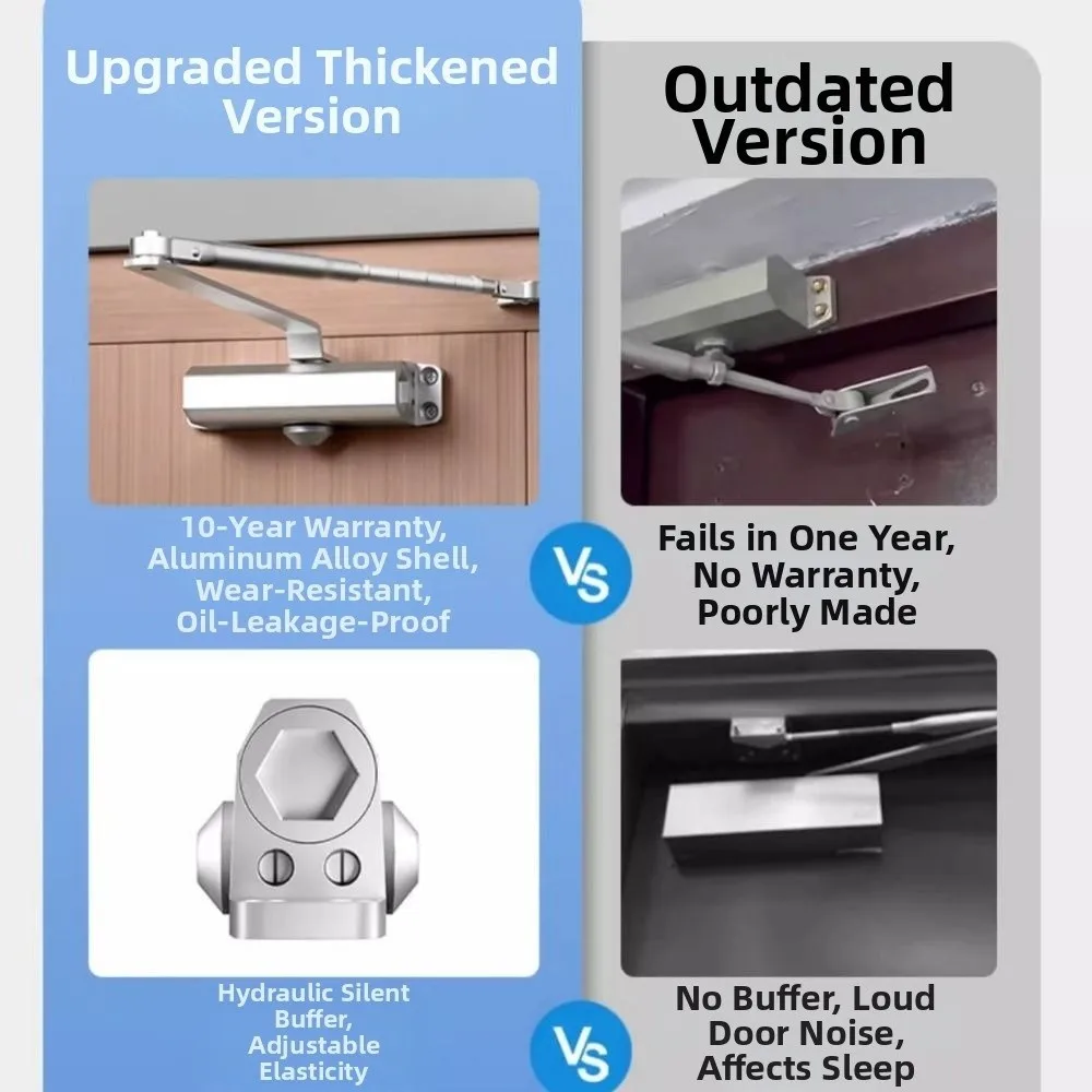 25-85KG Automatic Door Closer Adjustable Speed Protective Door Door Closing Equipment Rust-proof Mute Soft Closing