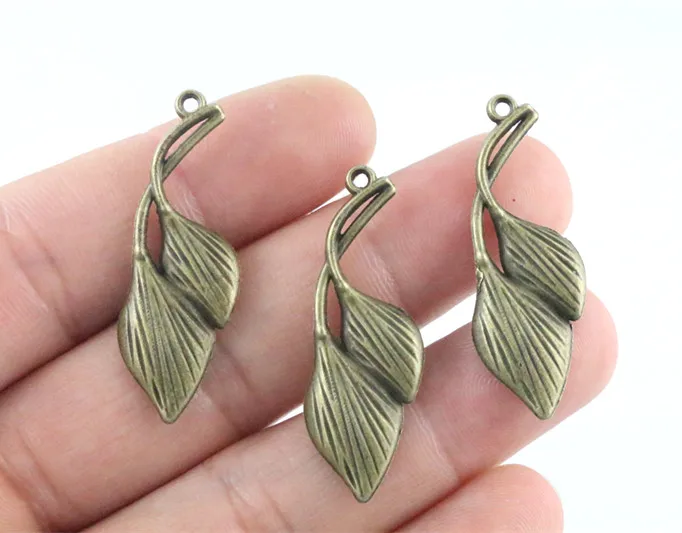 39x13mm 10pcs Antique Bronze Plated Leaf Style Handmade Charms Pendant:DIY for bracelet necklace-P4-06