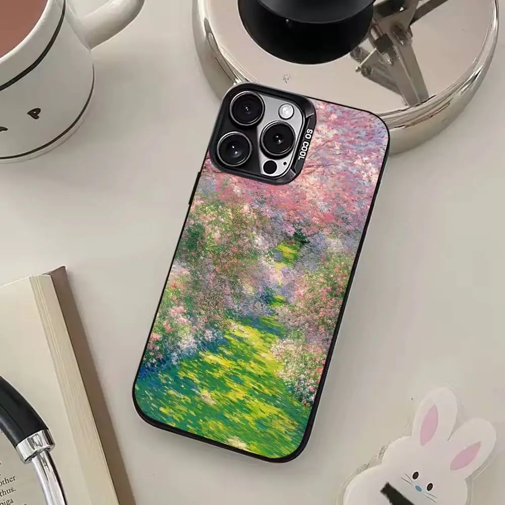 Pittura a olio Claude Monet Custodia per telefono posteriore in argento colorato per IPhone 17 16 15 14 13 12 11 Plus Pro Max Plus