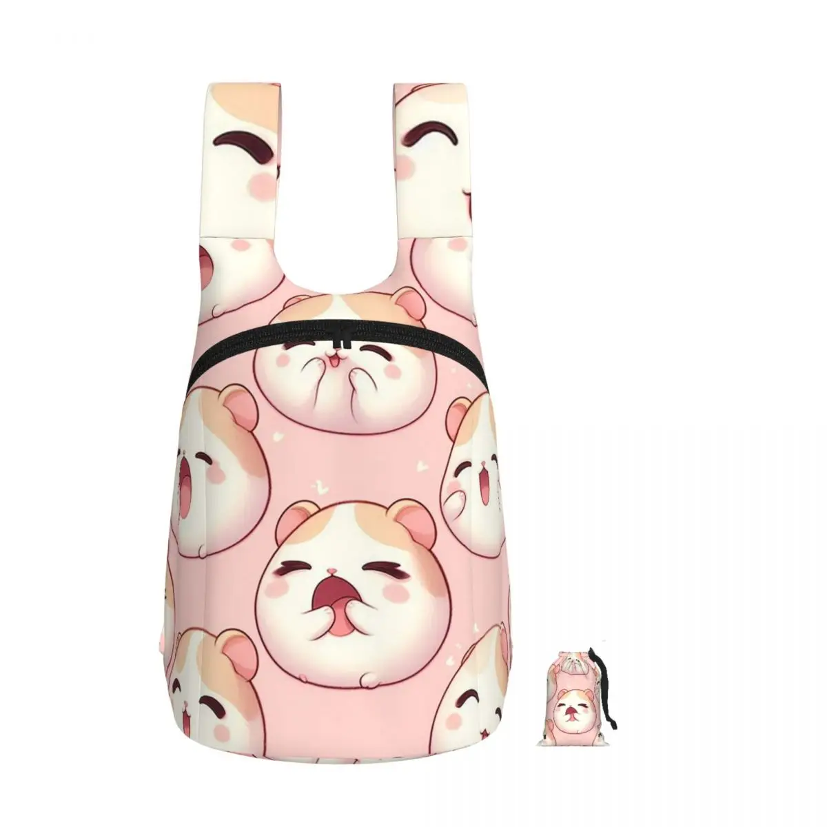 

Kawaii Sleepy Hamster Faces Backpack Student Storage BookBag Children School Bag Laptop Shoulder Bags for Men Women