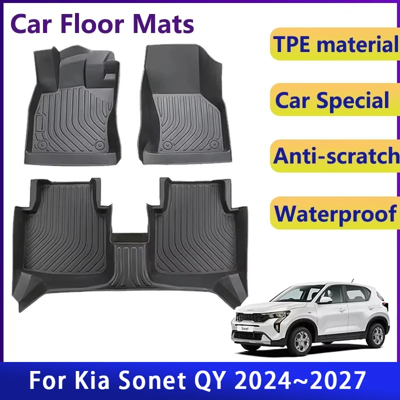 

Car Floor Mats For Kia Sonet QY 2024 2025 2026 2027 Anti-dirty Pads Foot Covers Left Hand Driver Muds Fully Set Auto Accessories