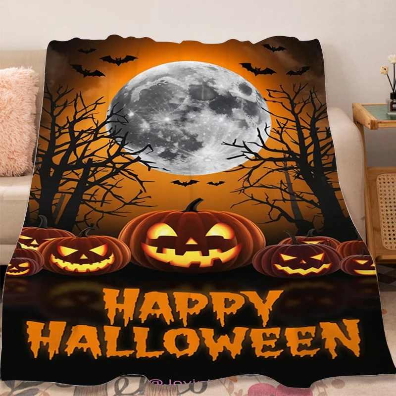 

Halloween Bed Blanket Sofa King Size Warm Winter Knee Fleece Camping Nap Fluffy Soft Blankets Microfiber Bedding Gift Adults