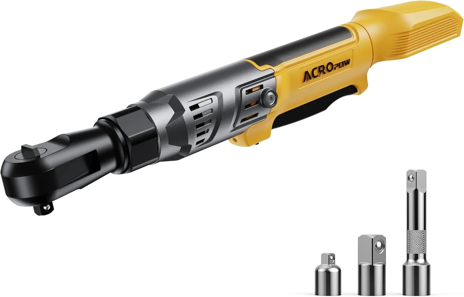 

3/8" Cordless Ratchet Wrench, 74Ft-Lbs Brushless, Variable Speed, with 1/2" & 1/4" Adapters, 3" Extension Bar, Tool Only