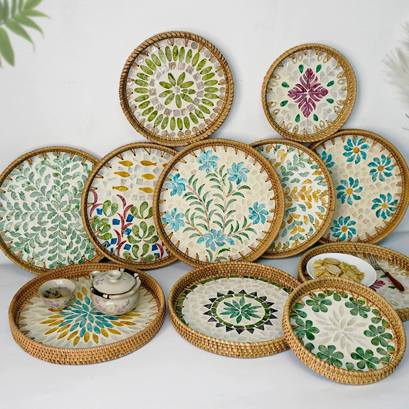 

Rattan Woven ell Bread Basket Breakfast Basket European Sle Fruit Tray Simple Luxury Handmade Rattan Basket for Living Room