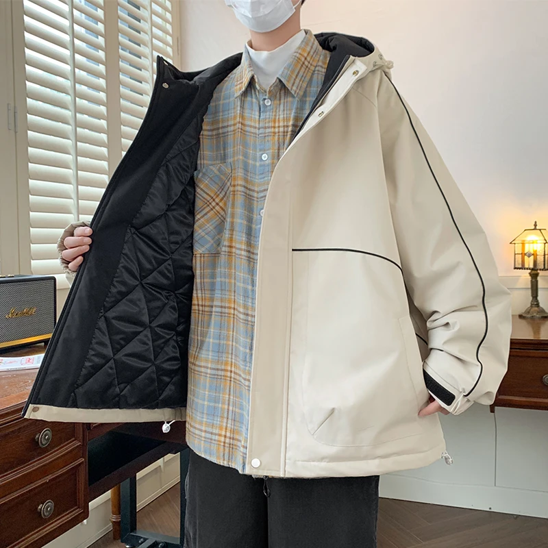 

Мужские повседневные куртки с хлопковой подкладкой большого размера L-8XL, новые зимние теплые парки 2025 года, уличная одежда, свободные утепленные верхние пальто