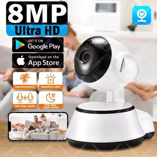 Cámara IP WiFi de 8MP, vigilancia de seguridad, Monitor de bebé, cámara de seguimiento humano AI PTZ, cámara de vídeo interior CCTV de visión nocturna inteligente para el hogar