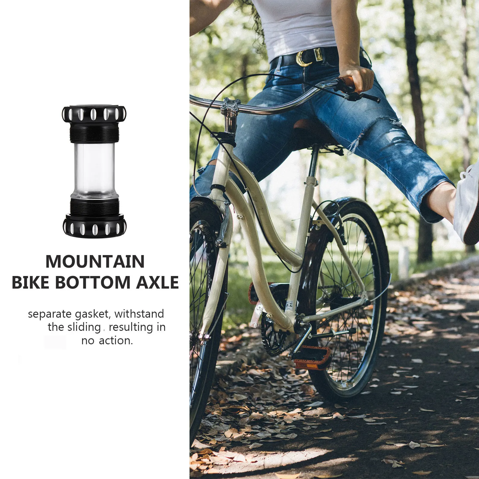 Mountain Bike Bottom Axle Threaded High Strength Aluminum Waterproof Sealed Bearing Integrated Hollow Crankshaft Press-in