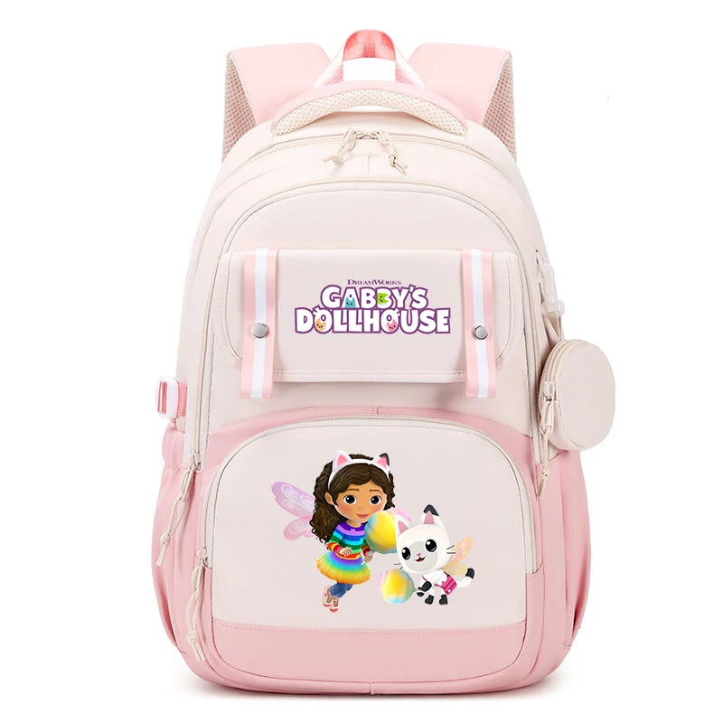Plecaki Gabby's Dollhouse z nadrukiem anime, plecaki z figurkami, kreskówkowe torby na ramię dla uczniów szkół podstawowych, duże plecaki szkolne dla chłopców i dziewcząt, tornistry