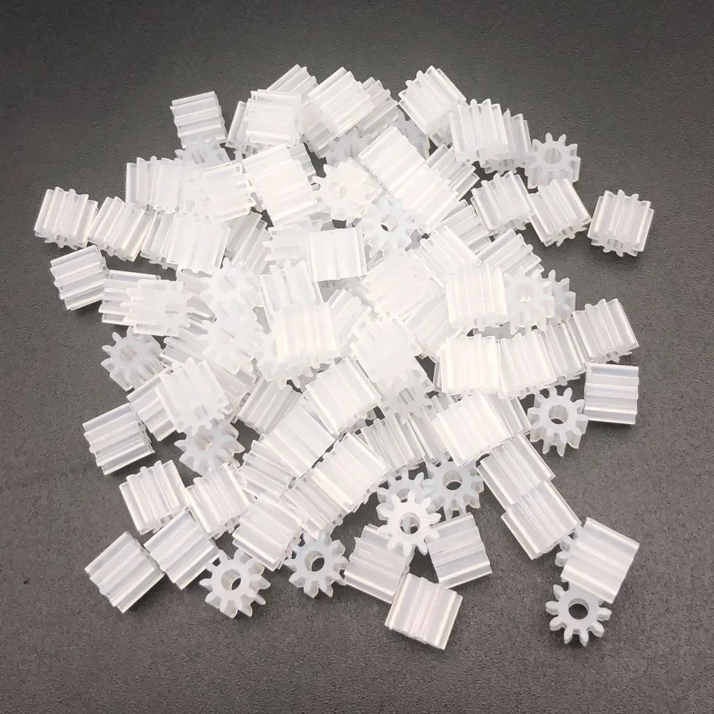 100Pcs/Lot 0.5M 10 Teeth Soft Plastic Pinion Spur Gear 102A 0.5 Modulus Bore Hole Aperture 2MM 1.95MM 2A 10T Height 5MM Dia. 6MM