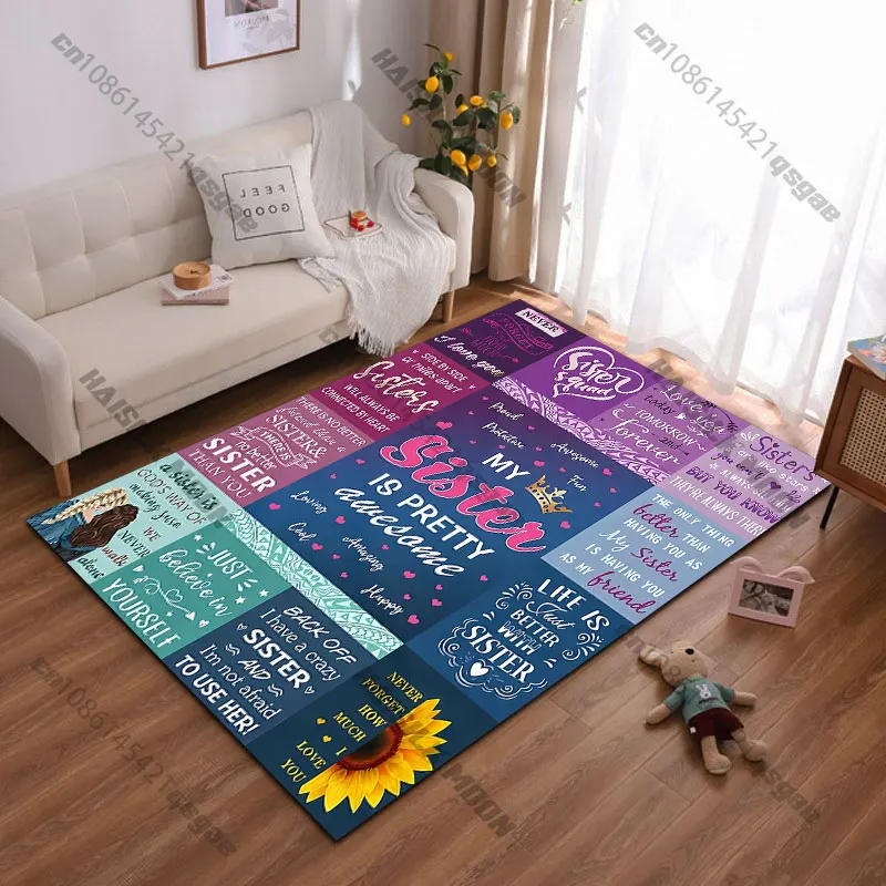 Love bond connection between sisters carpet Yoga living room room decor children's crawling mat doormat area rug