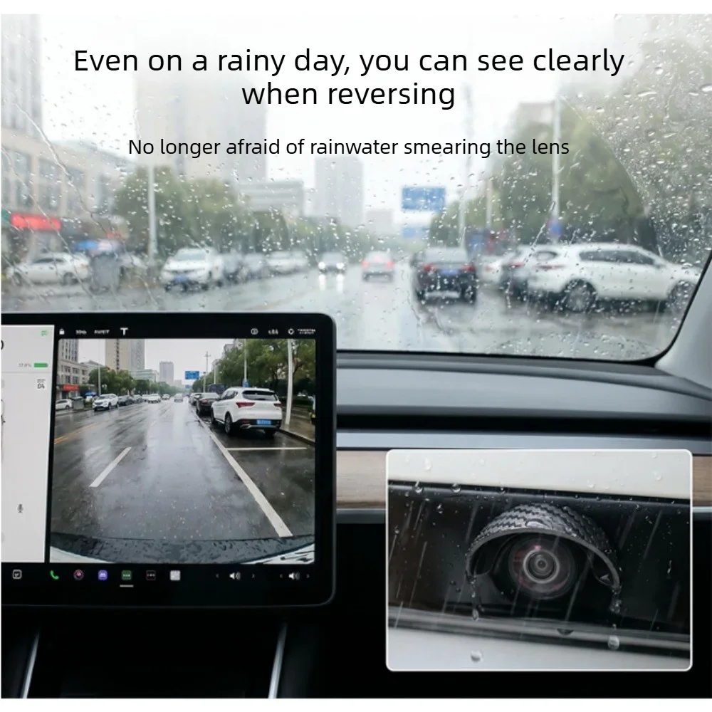 2PCS Universal Car Backup Camera Rain Shield Self-Adhesive Waterproof Protector Reverse Camera Protective Rain Cover for Vehicle view 2