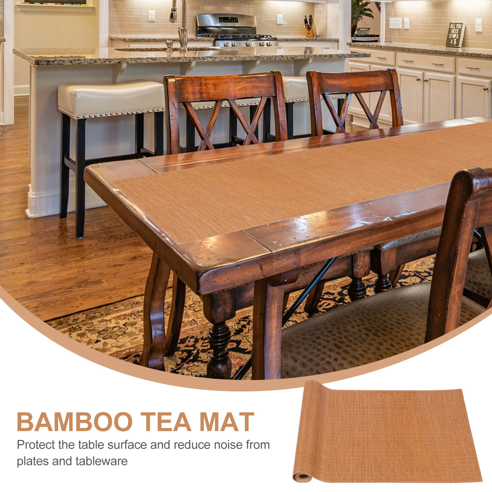 

Bamboo Tea Mat Table Runner Waterproof Cup Mats Washable Chic Look Simple Design Practical Sturdy Tea Set Placemat