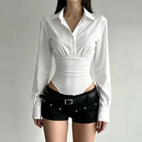 Moda de verano nuevo diseño Sense de gama alta chica picante Top tridimensional Simple ajustado versátil mono de manga larga camisa