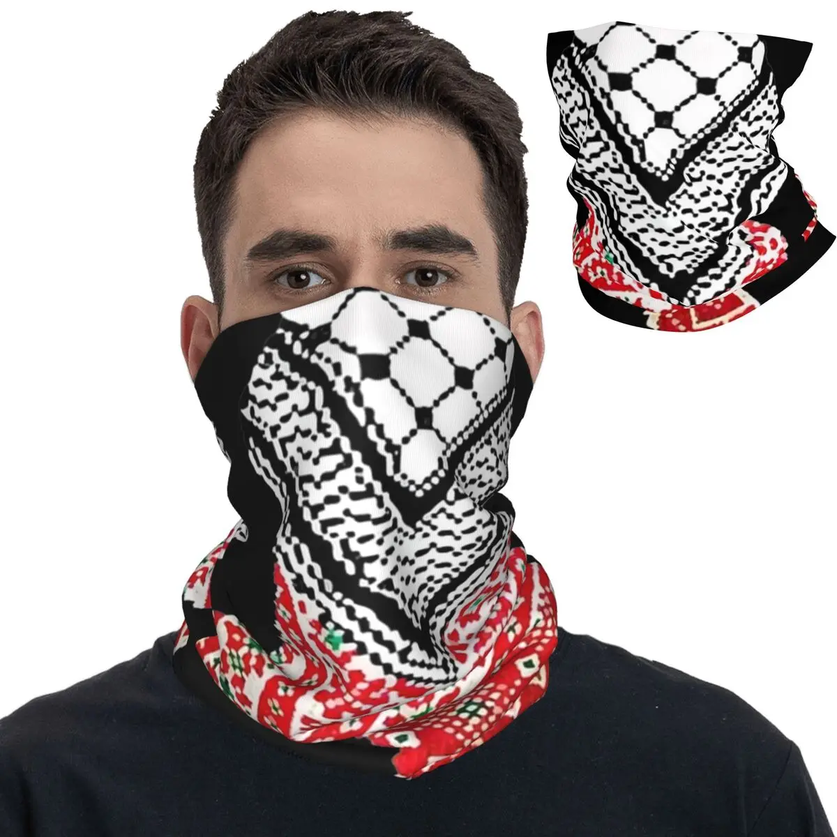 Palestinian Keffiyeh Map Palestine Land Bandana Neck Gaiter Printed Magic Scarf Warm Headwear Cycling Unisex Adult Washable