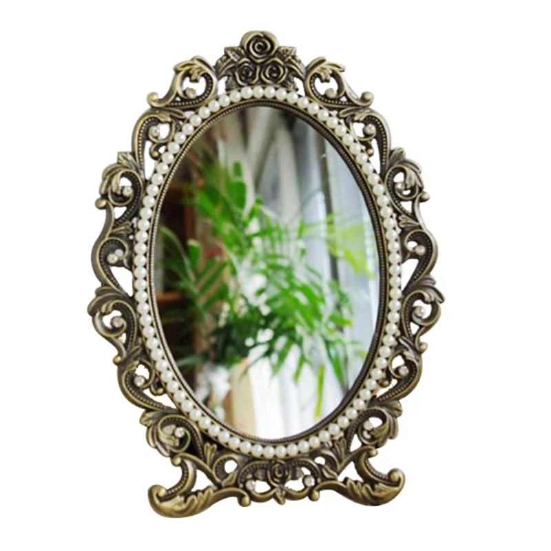 

Винтажное настольное зеркало медного цвета, настольные настольные зеркала, зеркало для макияжа, женское домашнее зеркало принцессы Анны Суи, туалетные зеркала