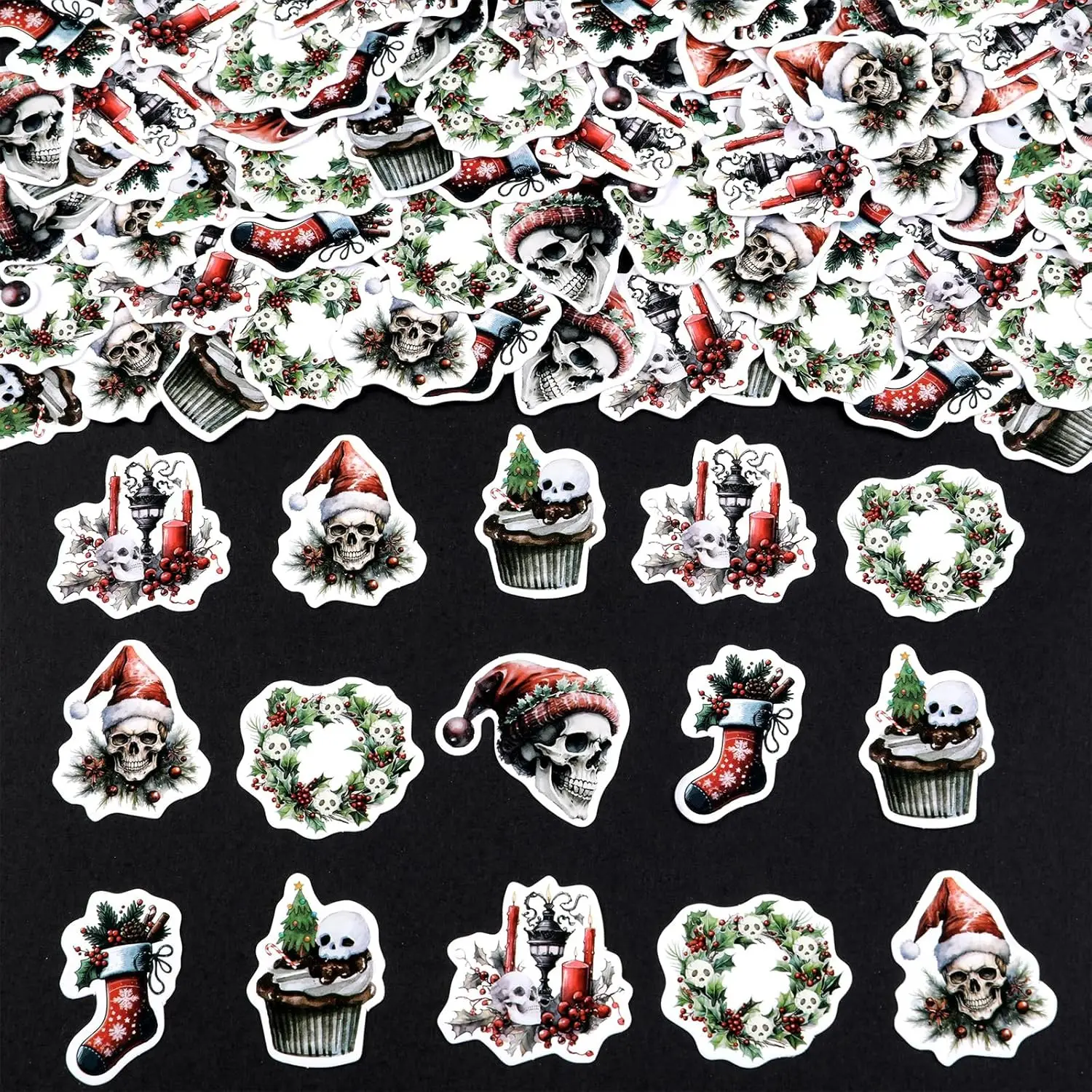 جورب إكليل قوطي ، ديكور الكريسماس ، قوطي حلويات ، جمجمة الكريسماس ، لوازم حفلات الأعياد ، الشتاء ، * * *