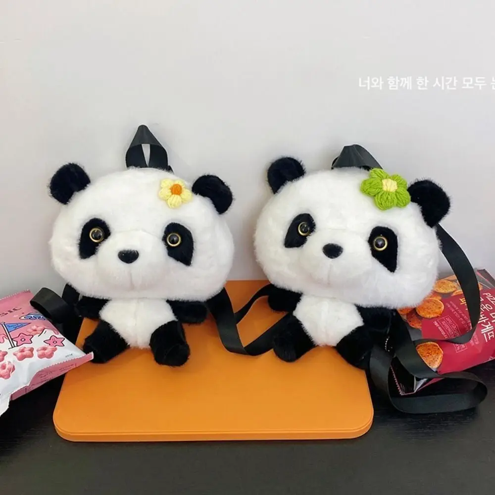 

High Quality Plush Panda Plush Backpack High-capacity Adjustable Panda Flower Crossbody Bag Toy Schoolbags