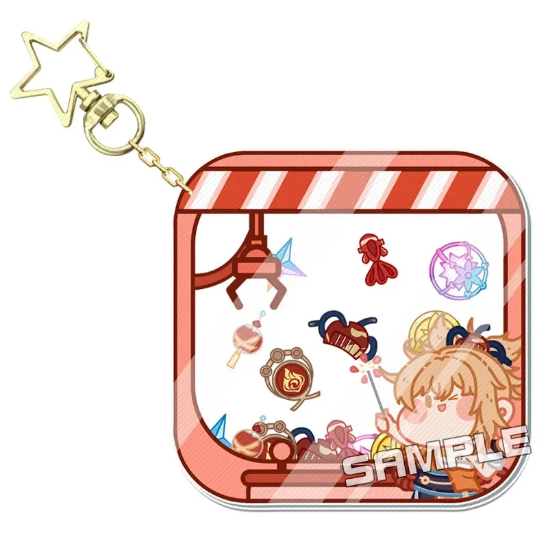 애니메이션 원신 임팩트 코스프레 키체인, 만화 아크릴 셰이크 파이터, 귀여운 펜던트 배낭 장식, 크리스마스 생일 선물 장식