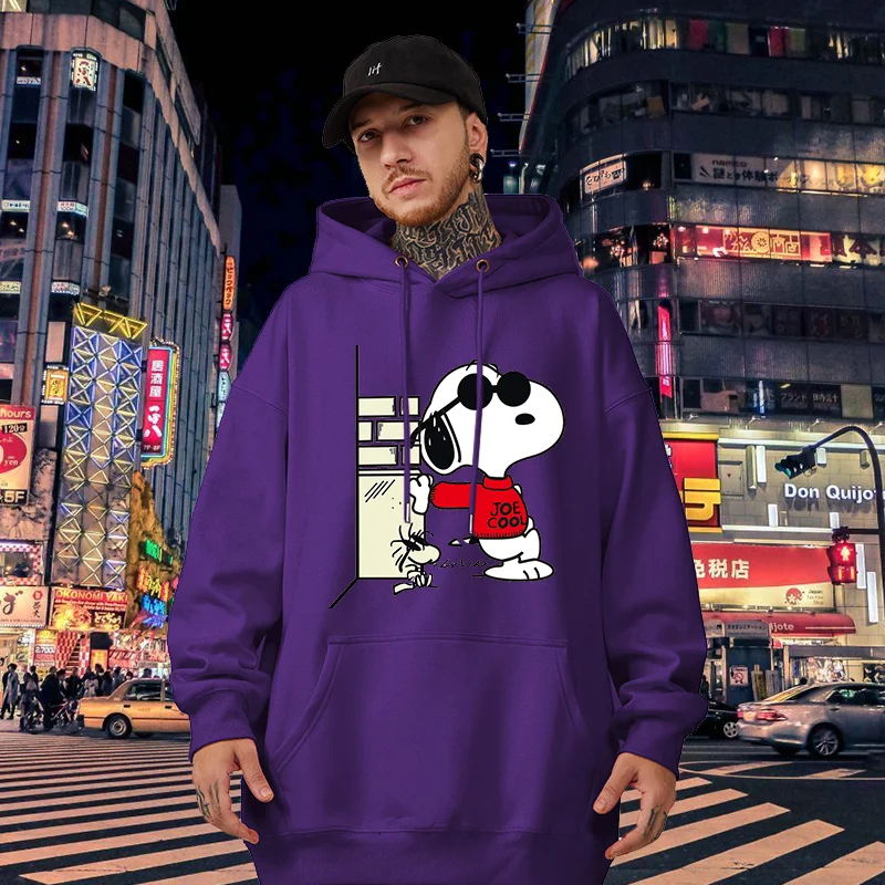 Popular cartoon character Snoopy Charlie Brown hooded hoodie for men and women, casual sports street hoodie for couples