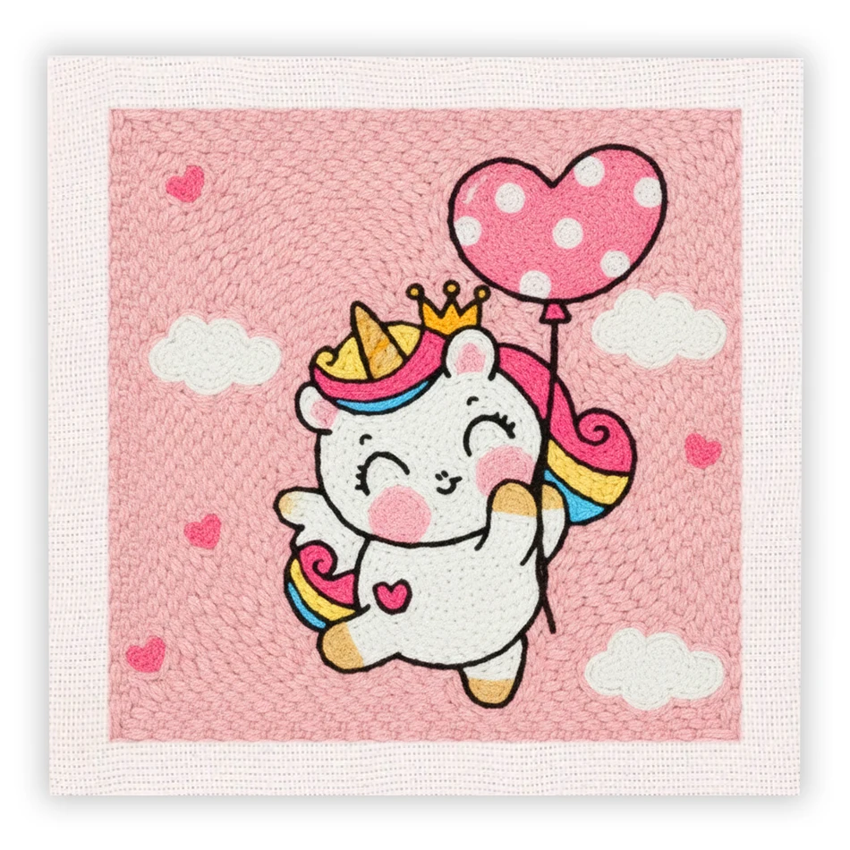 

Punch Needle Embroidery Starter Kits Cartoon Pattern for Adults Beginners Sewing 25x25cm Punch Needle Kits Handicraft DIY Gift