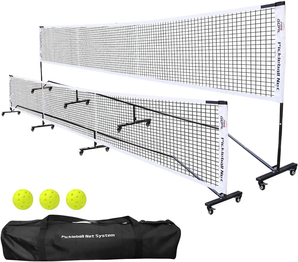 

Badminton Pickleball Net System with Universal Wheel,Movable Steady Metal Frame,Strong Nylon Net and Carrying Bag,22 Feet