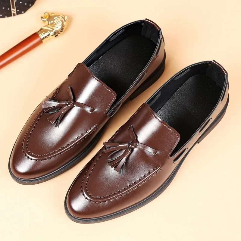 

Large Size One-pedal Loafers Men's Shoes Men's Shoes British Men's Casual Leather Shoes Doudou Tassel Small Leather Shoes