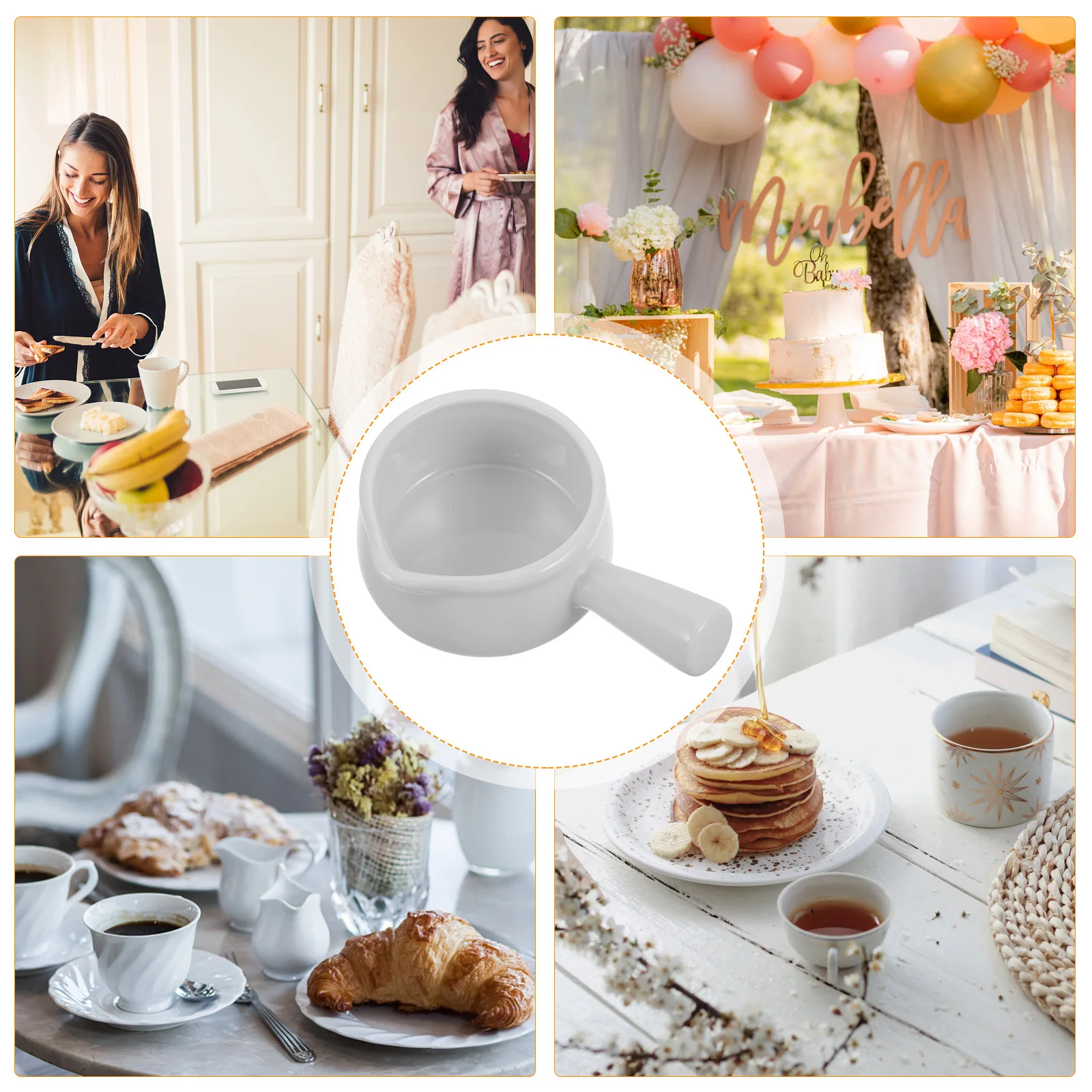 

Small Ceramic Milk Pitcher Handle 60ml Stylish Creamer Sauce Bowl Seasoning Cup Dipping Bowl for Restaurant Soy Sauce Plate