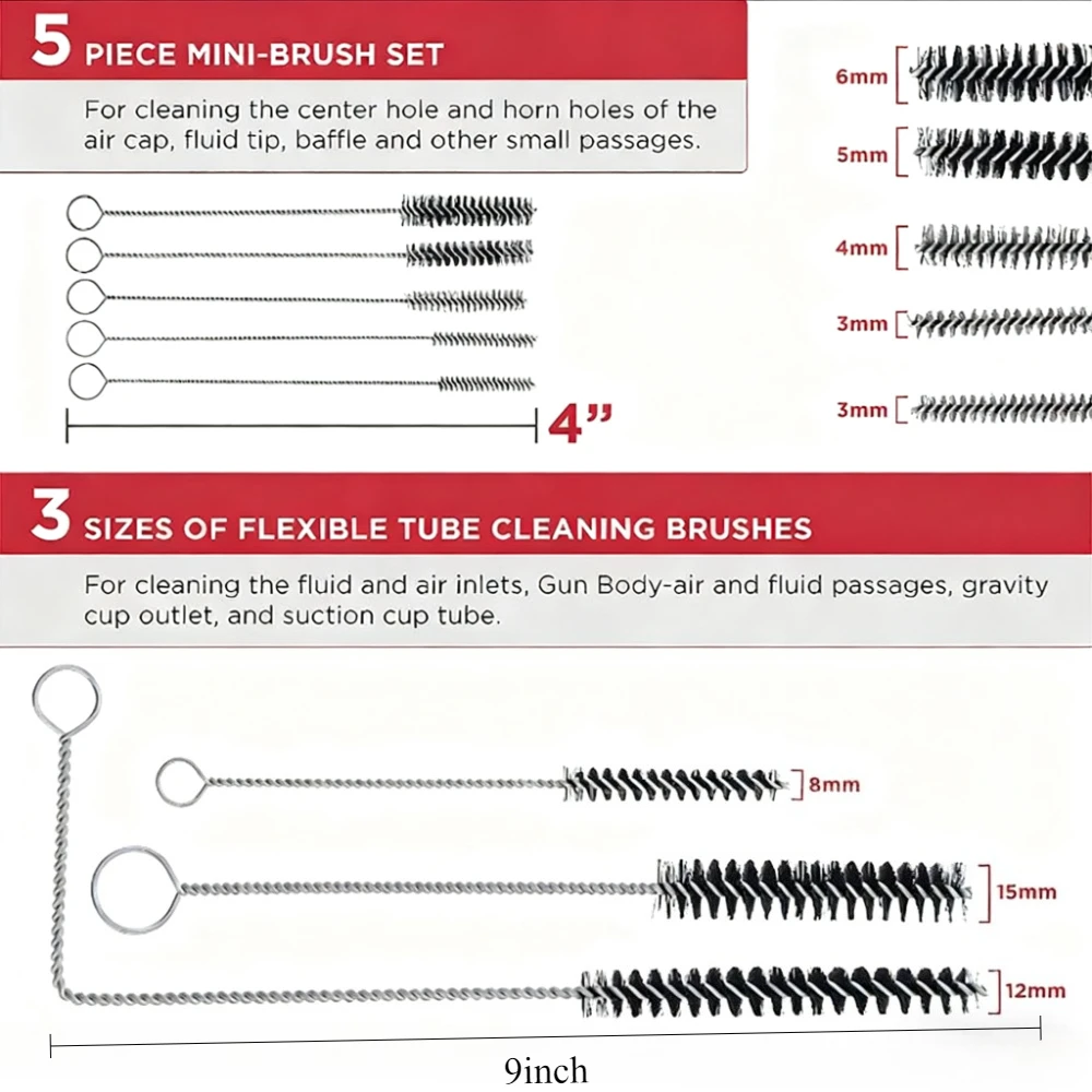 23/17 Uds. Cepillo de limpieza de PISTOLA DE PULVERIZACIÓN profesional Kit de limpieza de PISTOLA DE PULVERIZACIÓN herramientas de limpieza cepillo de pintura aguja de limpieza