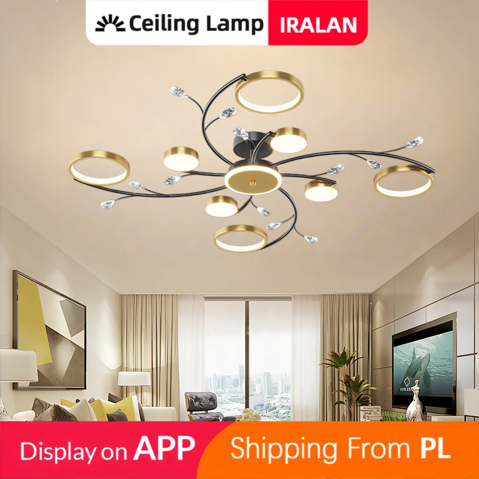 Plafonnier LED moderne IRALAN rond 3000K-6500K à intensité variable avec télécommande, lampe décorative d'intérieur pour salon, chambre, restaurant, éclairage domestique, entrepôt local UE, livraison rapide